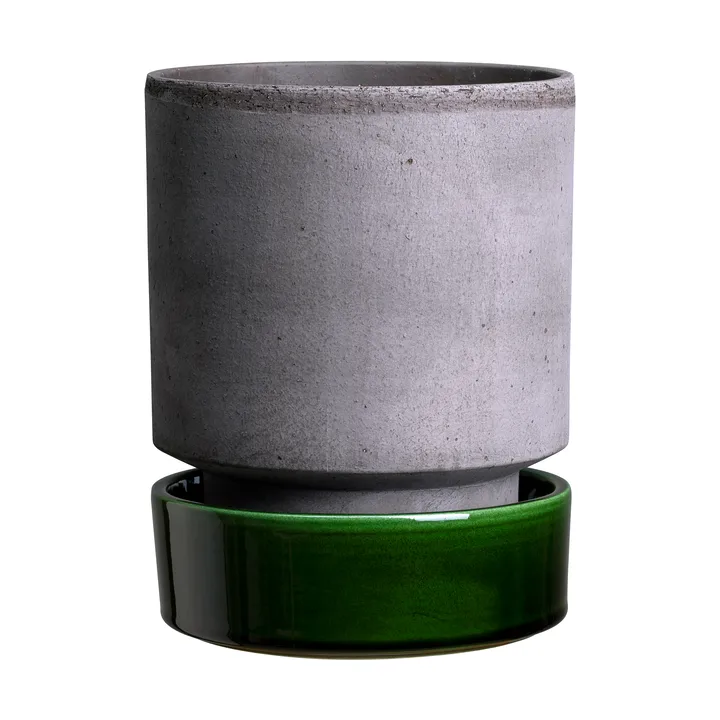 Hoff krukke - Ø14 cm, Raw Grey-Emerald Green (grå-grønn) - Bergs Potter
