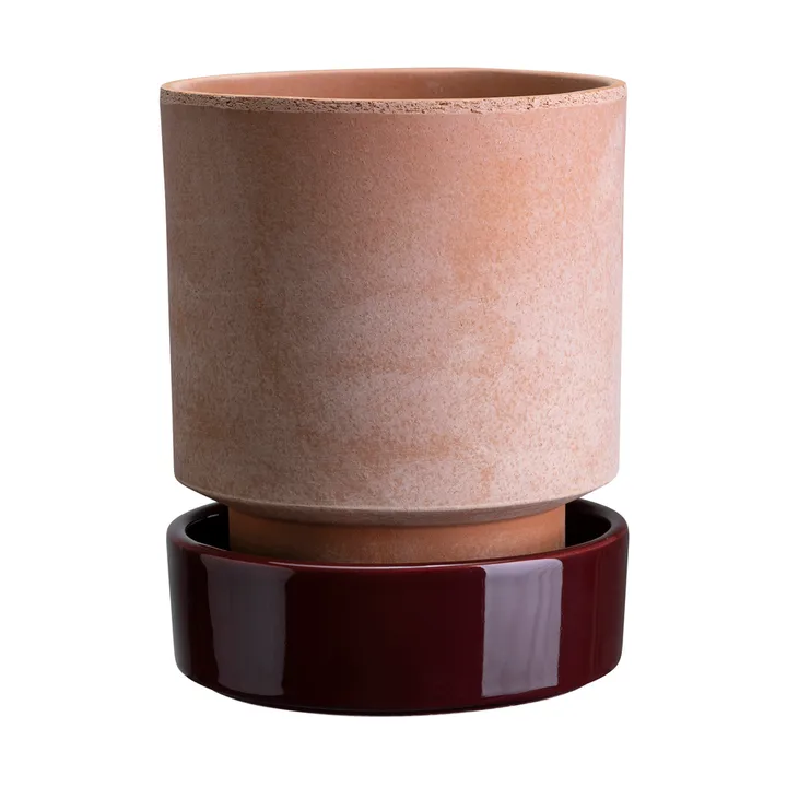 Hoff krukke - Ø16 cm, Raw Rosa-Deep Burgundy (rosa-rød) - Bergs Potter