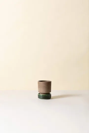 Hoff potte 2-pakning - Ø8 cm, Raw Grey-Emerald Green - Bergs Potter