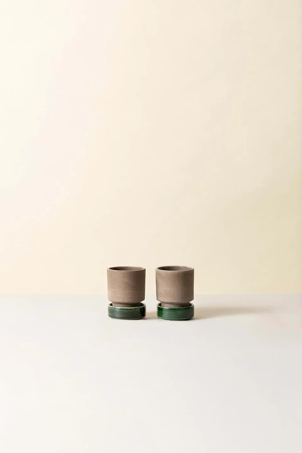 Hoff potte 2-pakning, Ø8 cm, Raw Grey-Emerald Green Bergs Potter