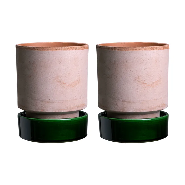 Hoff potte 2-pakning - Ø8 cm, Raw Rosa-Emerald Green - Bergs Potter