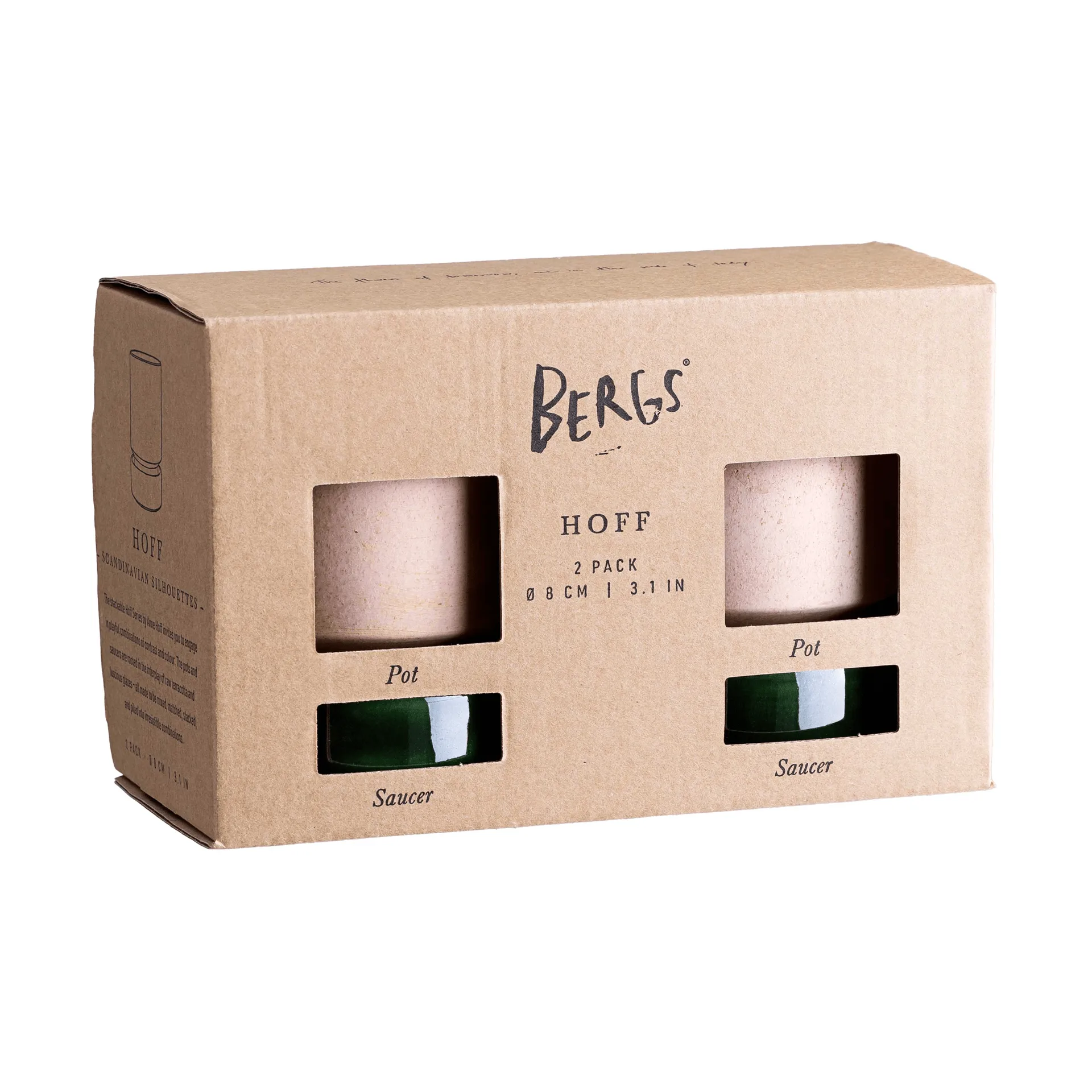 Hoff potte 2-pakning, Ø8 cm, Raw Rosa-Emerald Green Bergs Potter