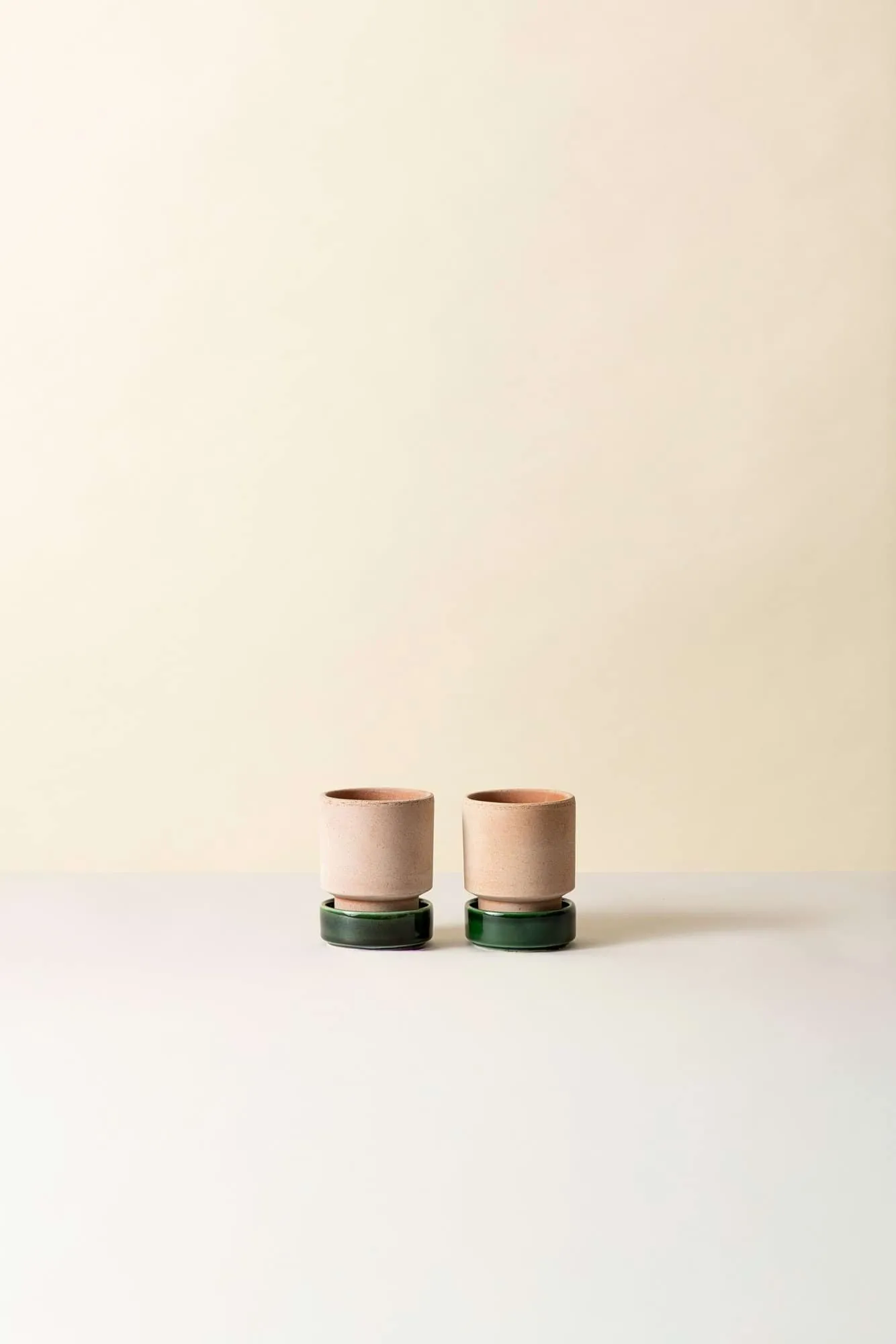 Hoff potte 2-pakning, Ø8 cm, Raw Rosa-Emerald Green Bergs Potter
