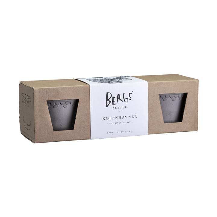 Københavner krukke Ø10 cm 3-pakn. - Grey - Bergs Potter