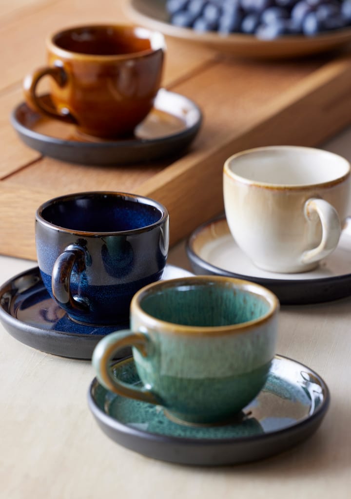 Bitz espressokopp med fat 7 cl, Mørkblå-sort Bitz
