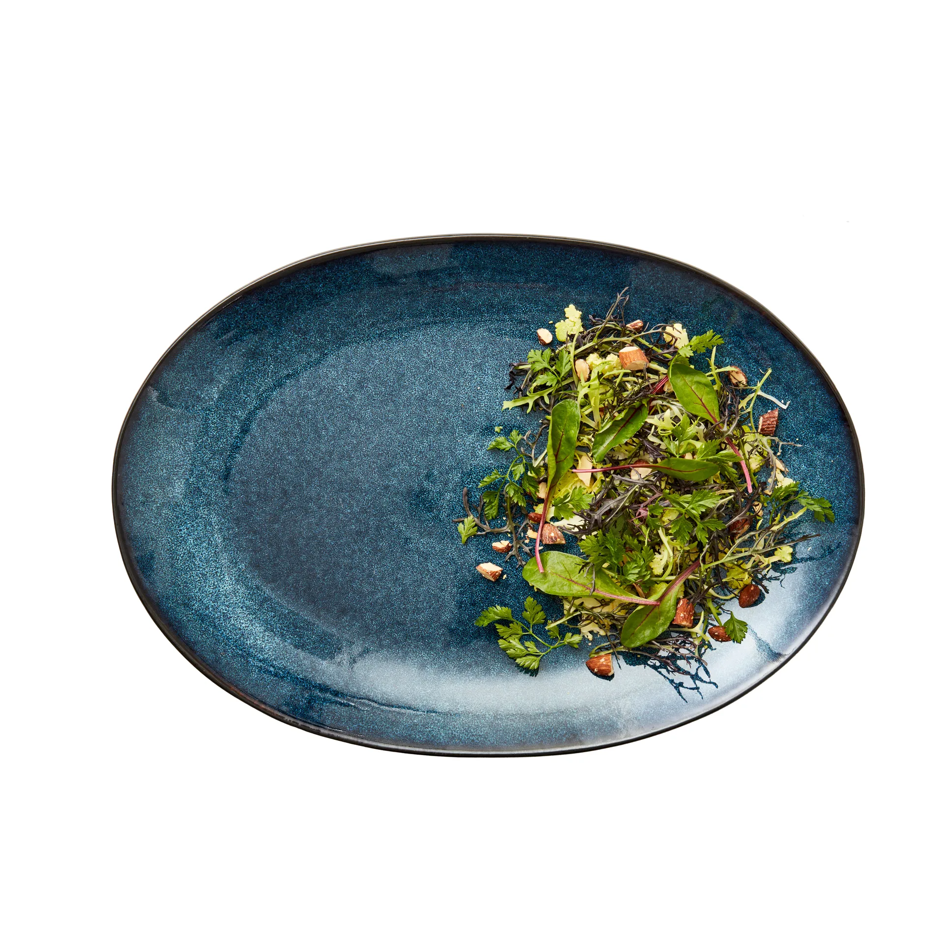 Bitz fat ovalt 25x36 cm, Svart-mørkblå Bitz