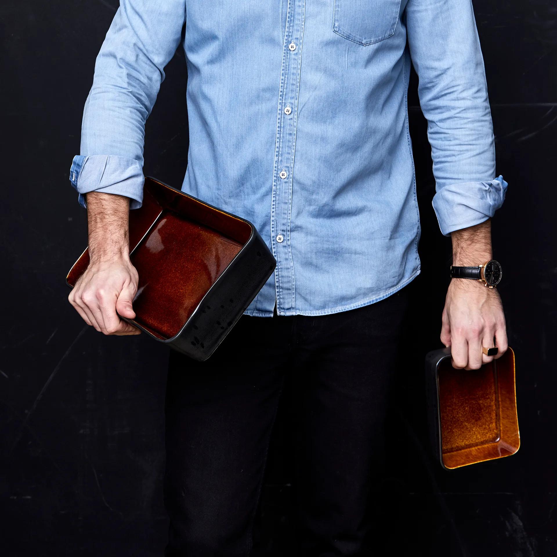 Bitz serveringsfat svart 30x17 cm, Amber Bitz