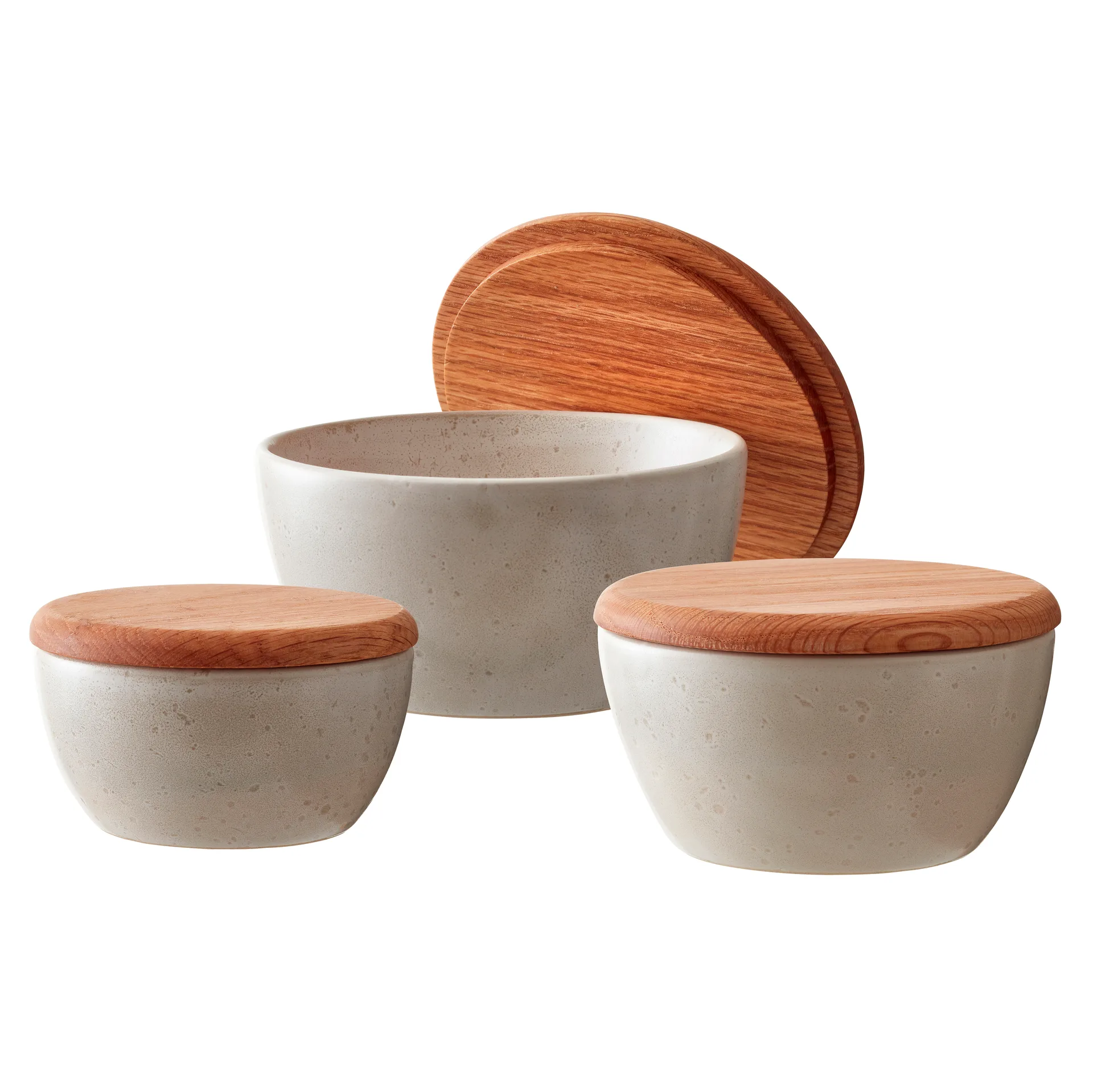 Bitz skålsett 3-stk. med lokk matt, Matt kremhvit Bitz