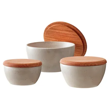 Bitz skålsett 3-stk. med lokk matt - Matt kremhvit - Bitz