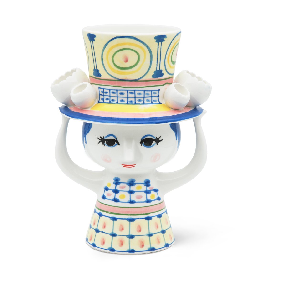 Lady with hat vase H20,5 cm Blå