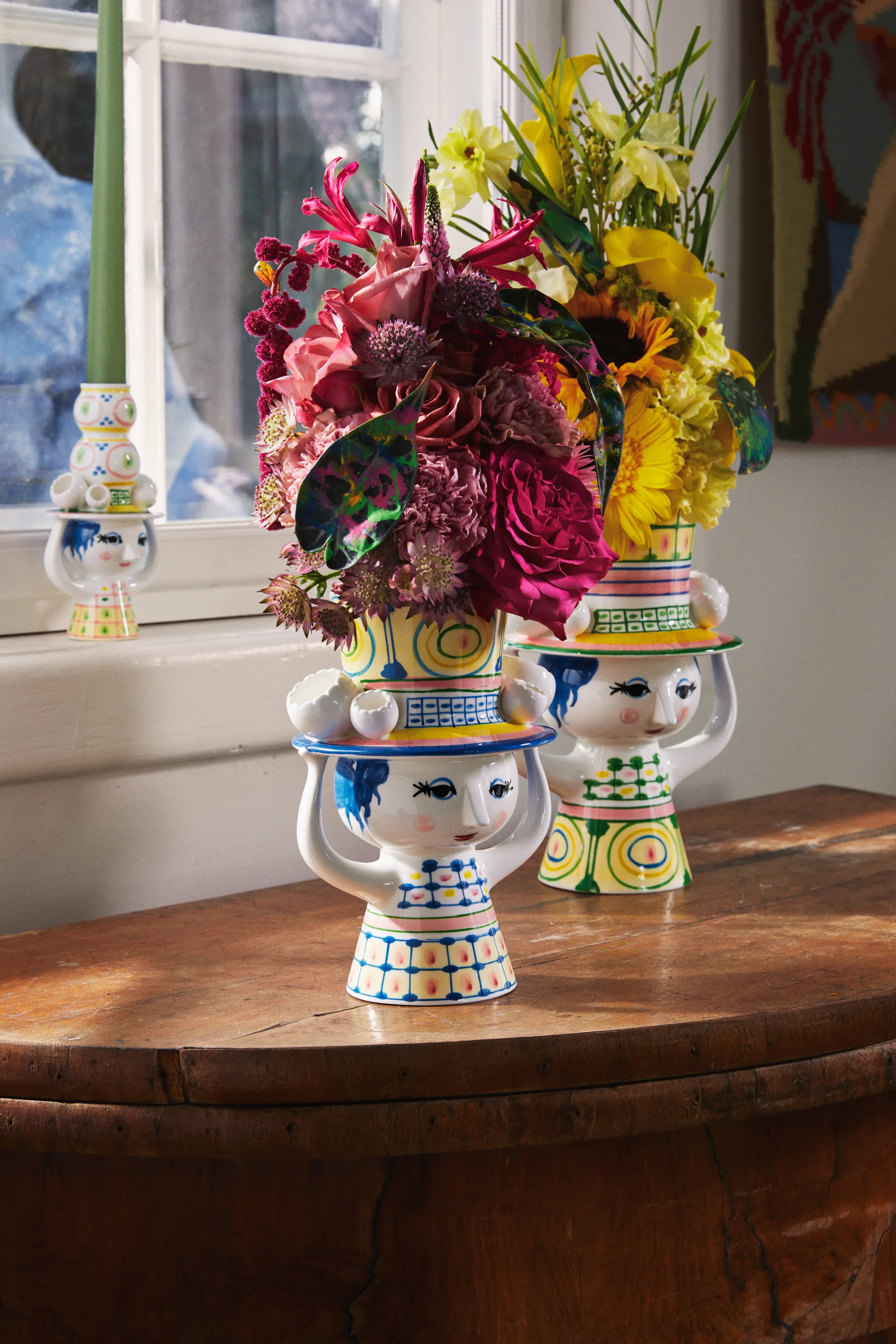 Lady with hat vase H24,5 cm, Grønn Bjørn Wiinblad