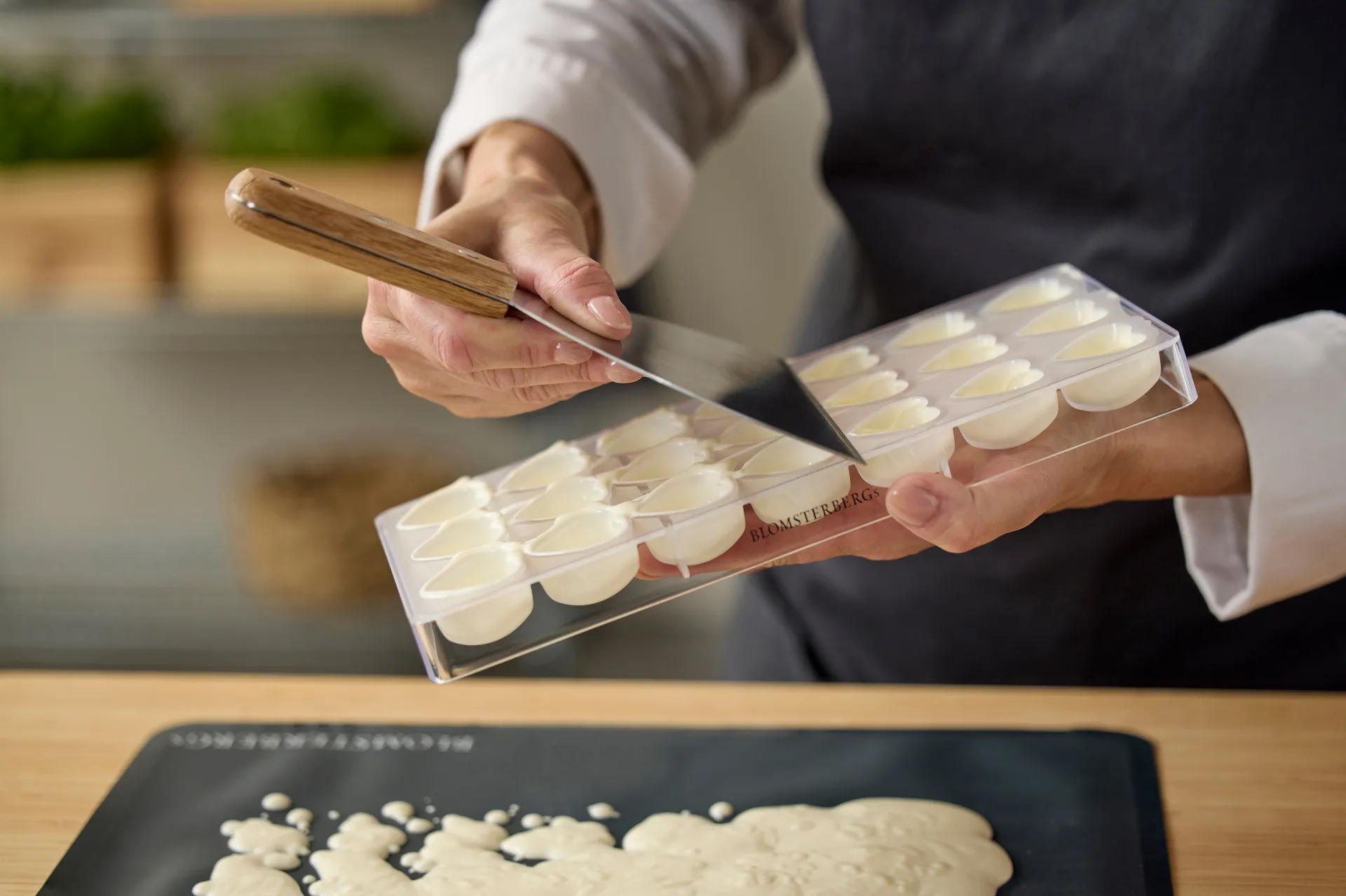 Blomsterberg sjokoladeskrape, Eik-rustfritt stål Blomsterbergs