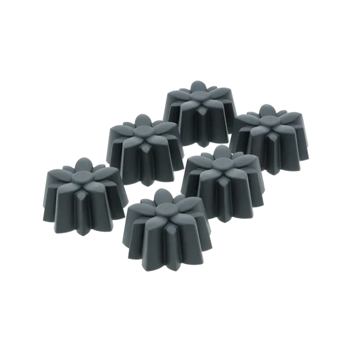 Muffinsform silikon 6 hull - Blomst, grå - Blomsterbergs