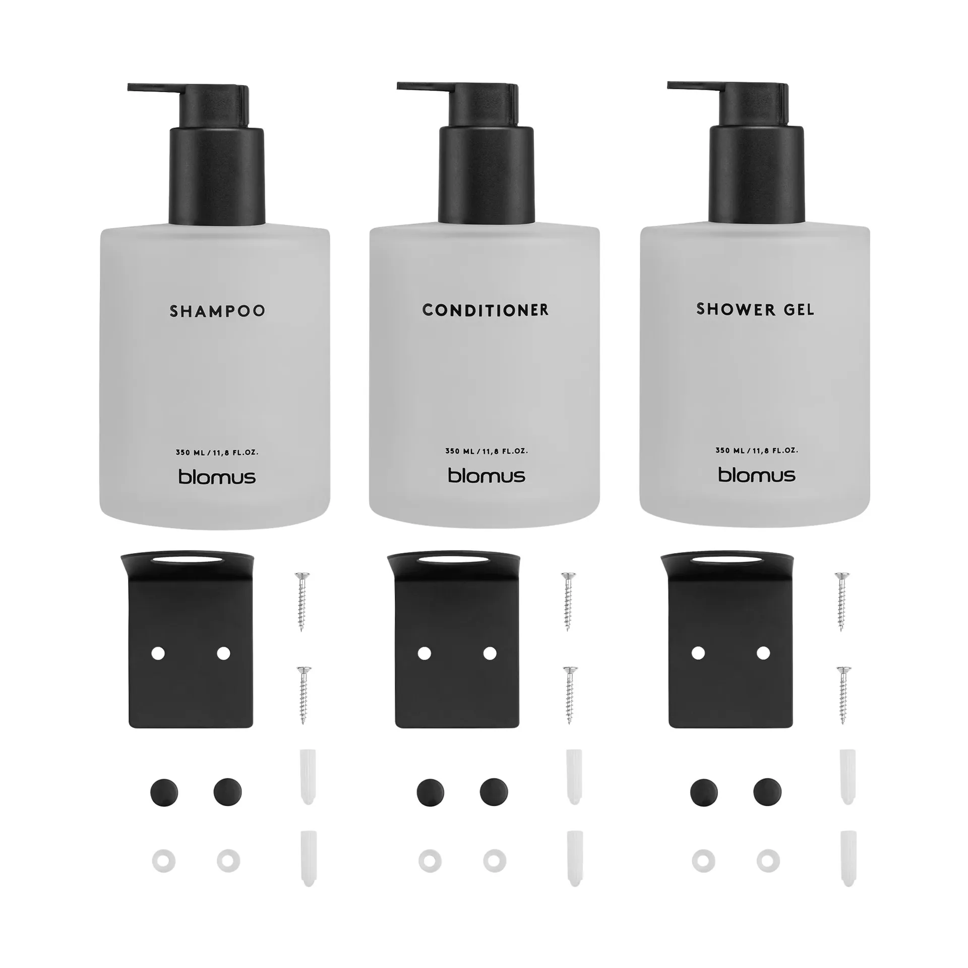 Kirei glassflasker inkl. veggholder 3-pakning, Hvit, monteres med skrue blomus