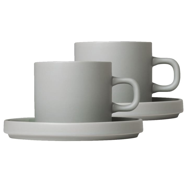 Pilar kaffekopp med fat 2-stk. - Mirage grey - Blomus