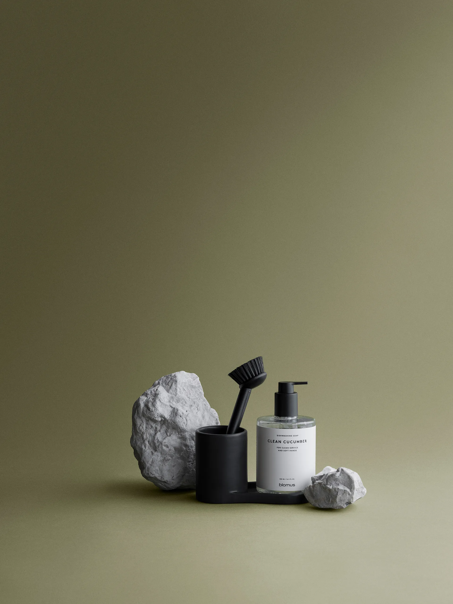 Piro oppvaskbørste- og såpedispenser, Svart blomus