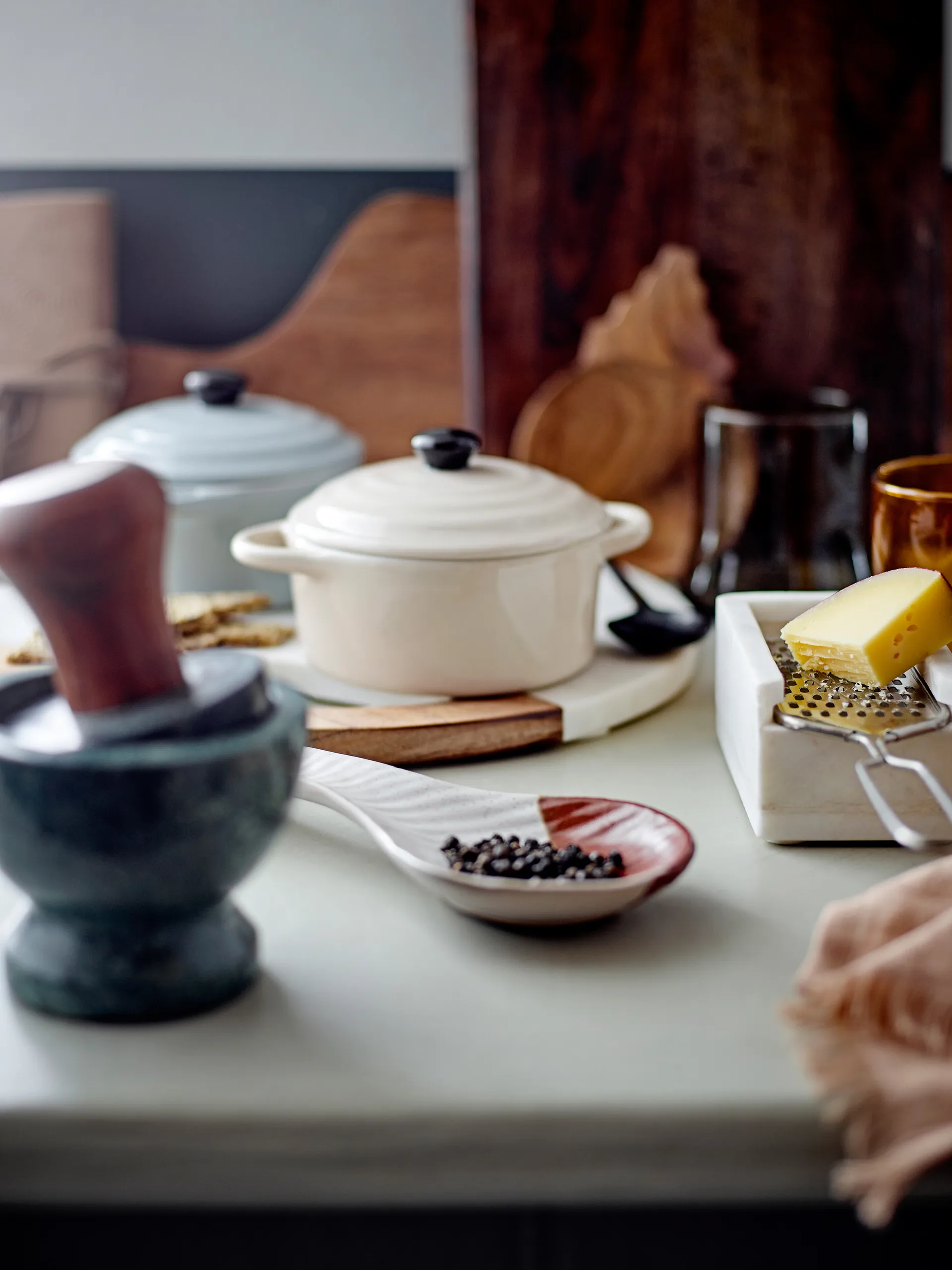 Banou morter Ø 10 cm, Grønn marmor-mangotre Bloomingville