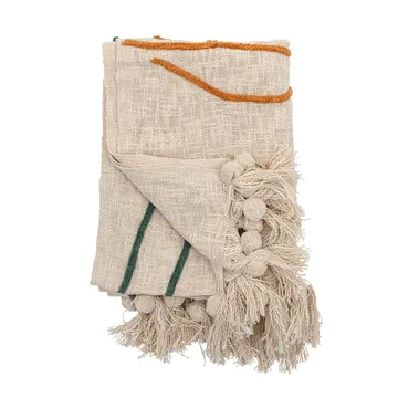 Bloomingville bomullspledd med broderi 125x150 cm - Natur - Bloomingville