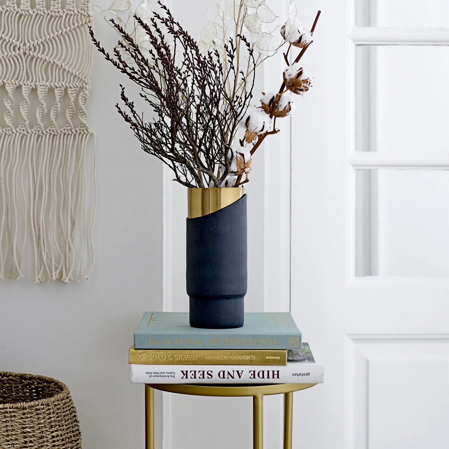 Bloomingville metallvase blå-gull, 23 cm Bloomingville