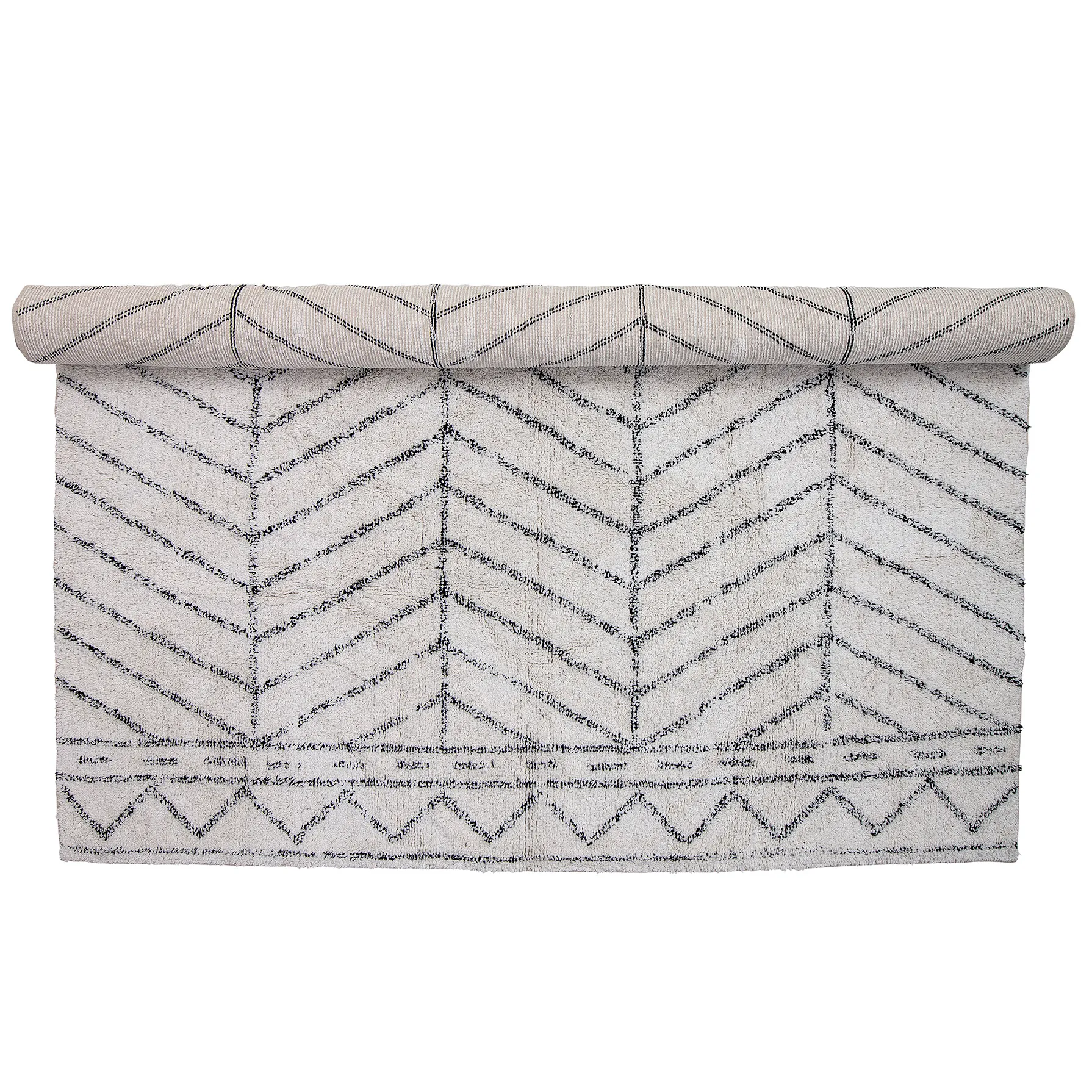 Bloomingville mønstret bomullsgulvteppe, Svart-hvit Bloomingville