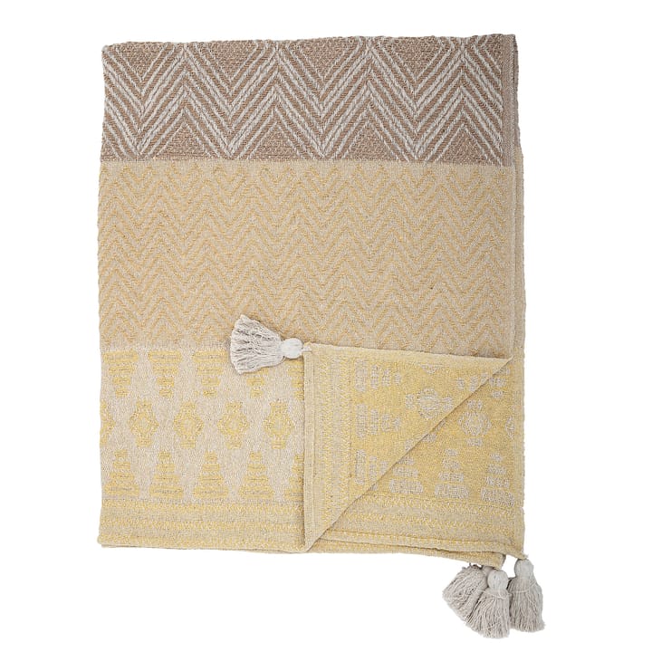 Bloomingville pledd med dusker 130x160 cm, Gul-beige Bloomingville
