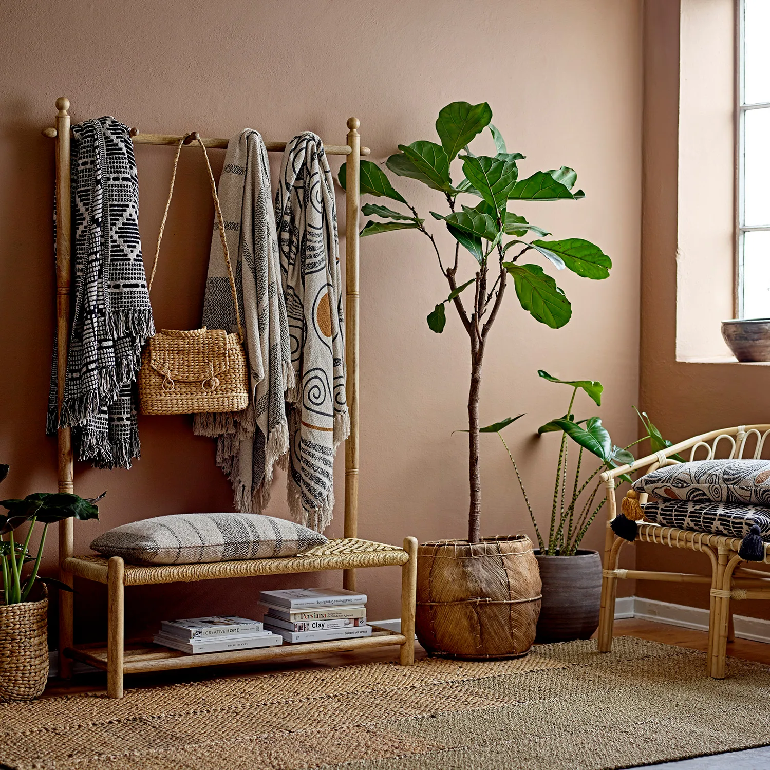 Bloomingville pledd stripete 130x160 cm, Grønn Bloomingville