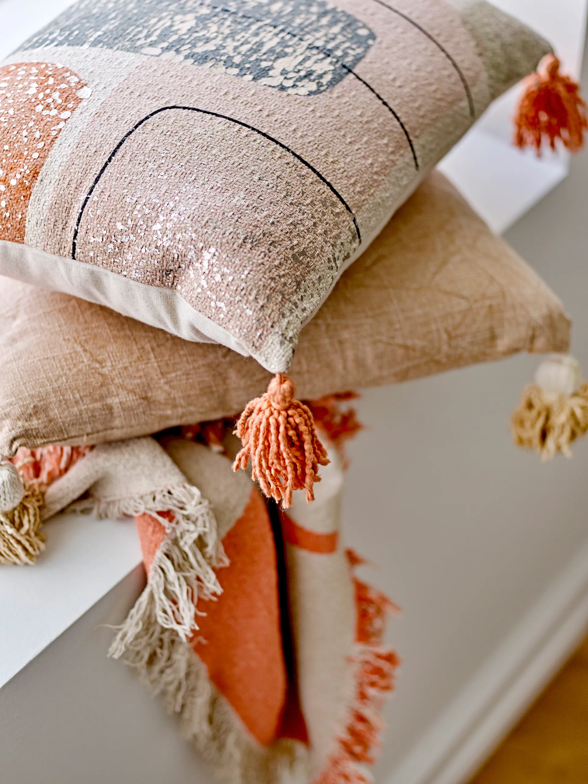 Caya pledd 130x160 cm, Oransje Bloomingville