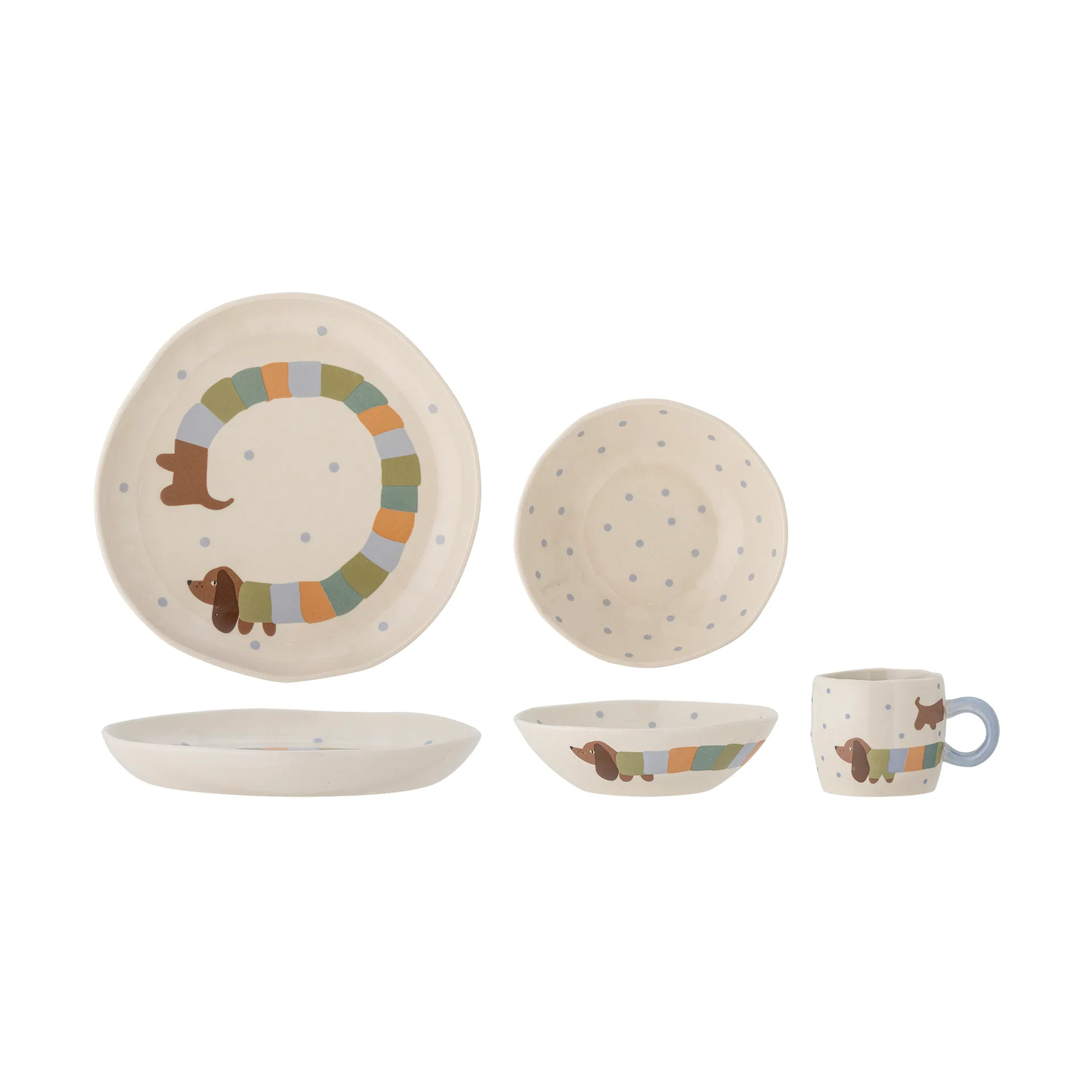 Charlie servisesett 3 deler, Blå-hvit Bloomingville