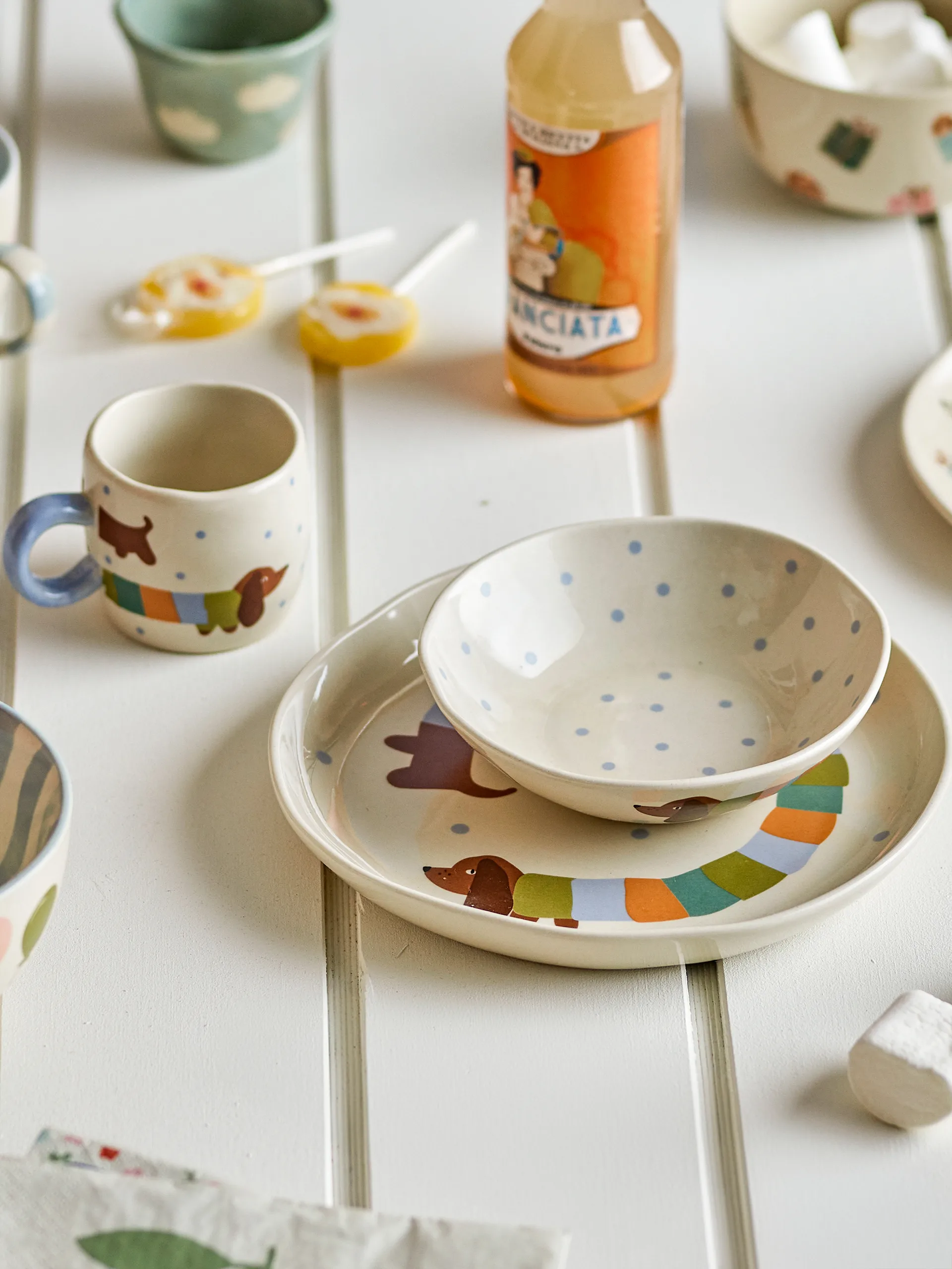 Charlie servisesett 3 deler, Blå-hvit Bloomingville