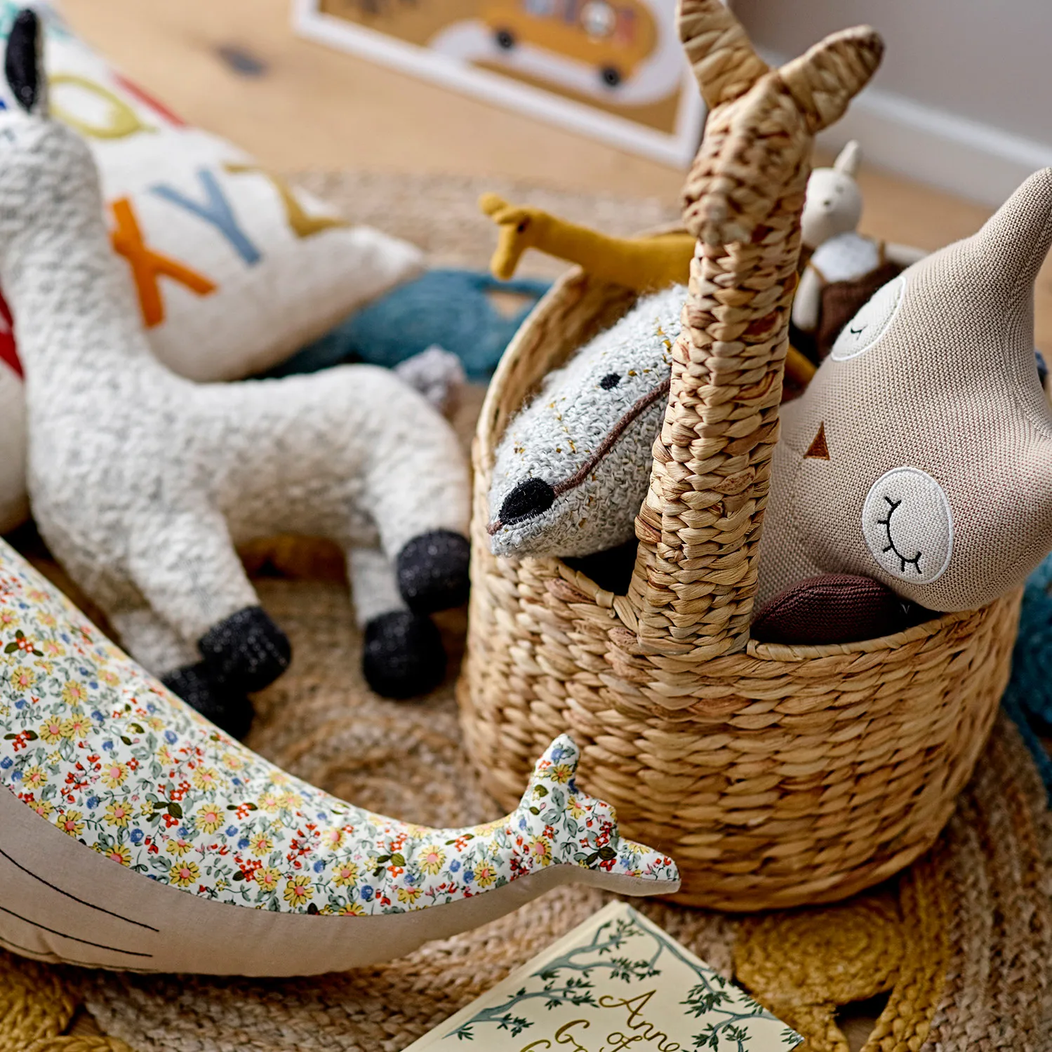 Dinne Storage kurv med giraff, Natur Bloomingville