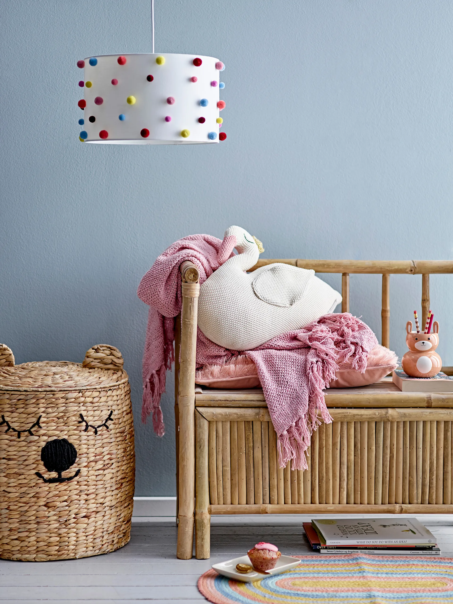 Dolma oppbevaringskurv med lokk Ø42x50 cm, Natur Bloomingville