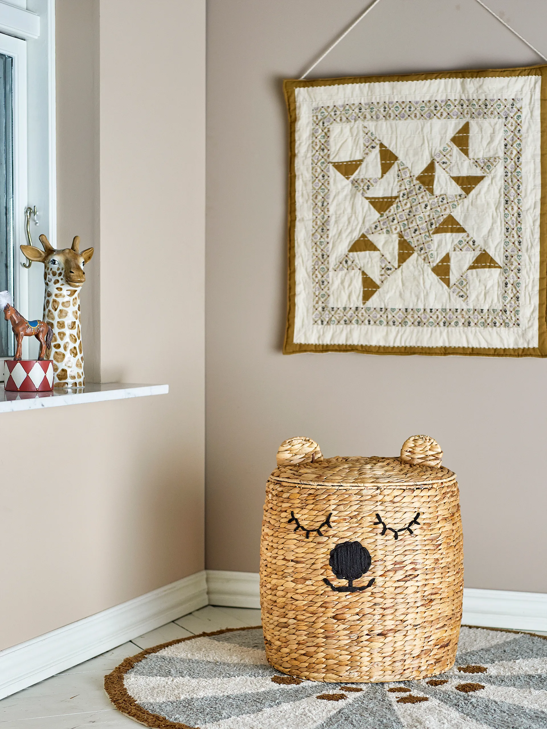 Dolma oppbevaringskurv med lokk Ø42x50 cm, Natur Bloomingville