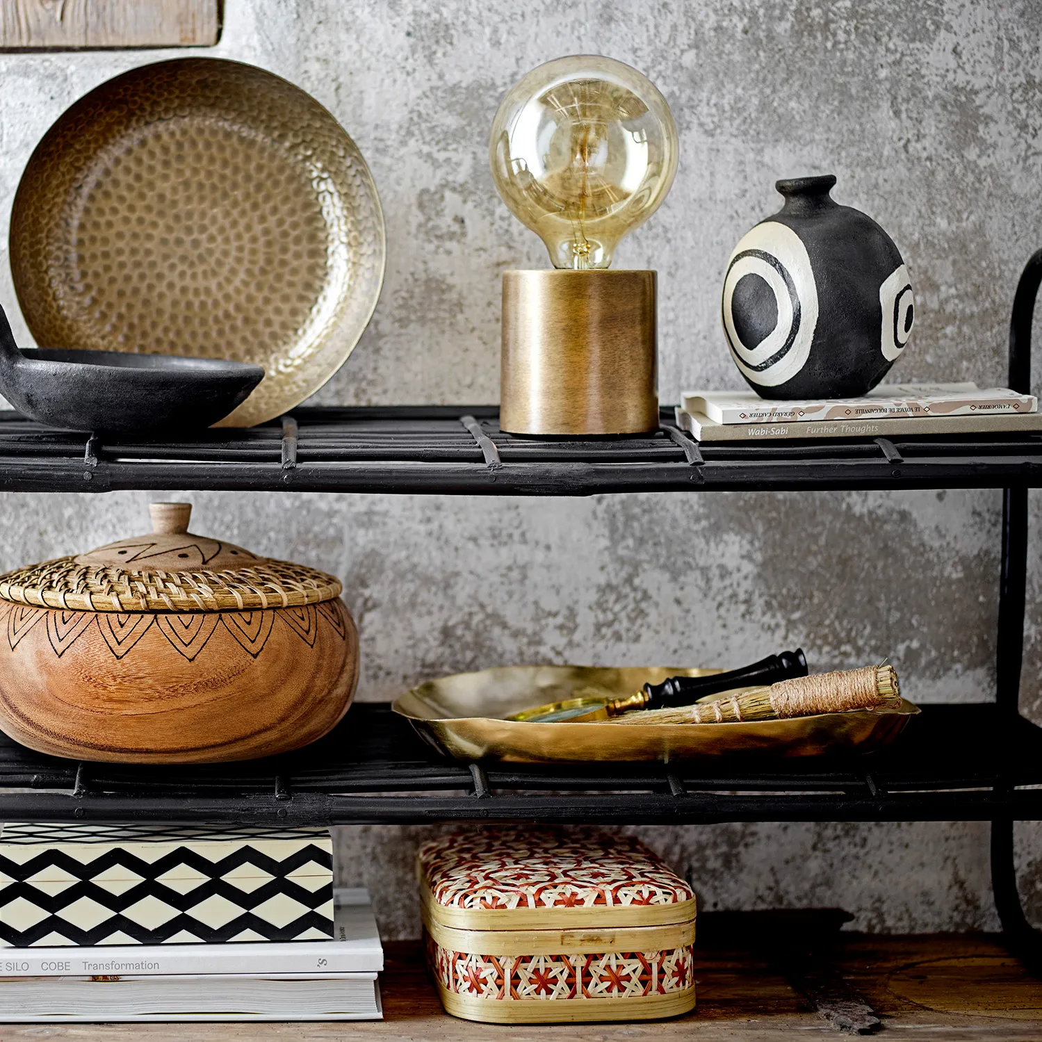 Ely bordlampe, Messing Bloomingville