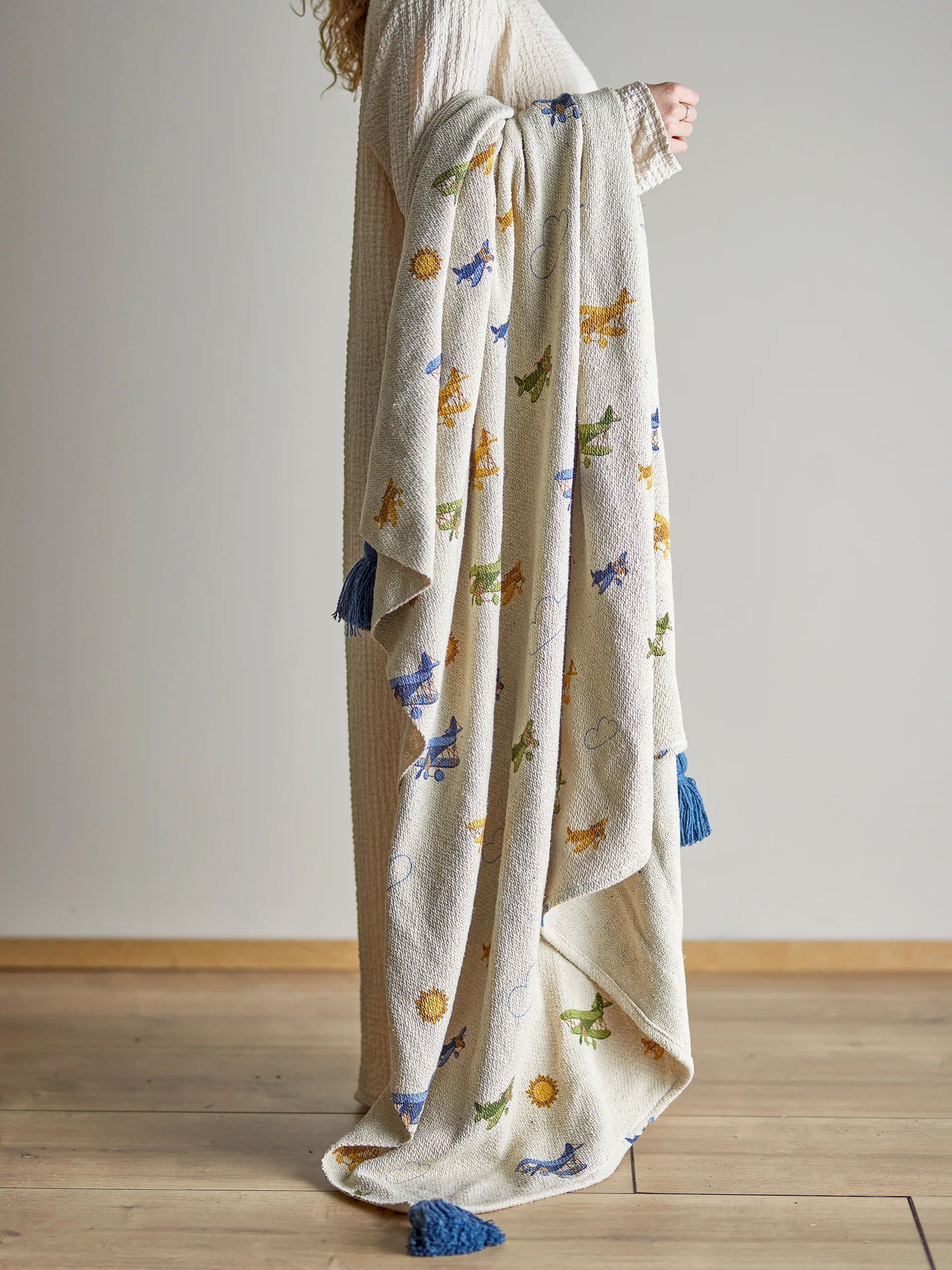 Ensfarget pledd 130x160 cm, Nature Bloomingville