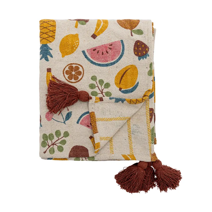 Fruitta bomullspledd 160x130 cm - Gul - Bloomingville