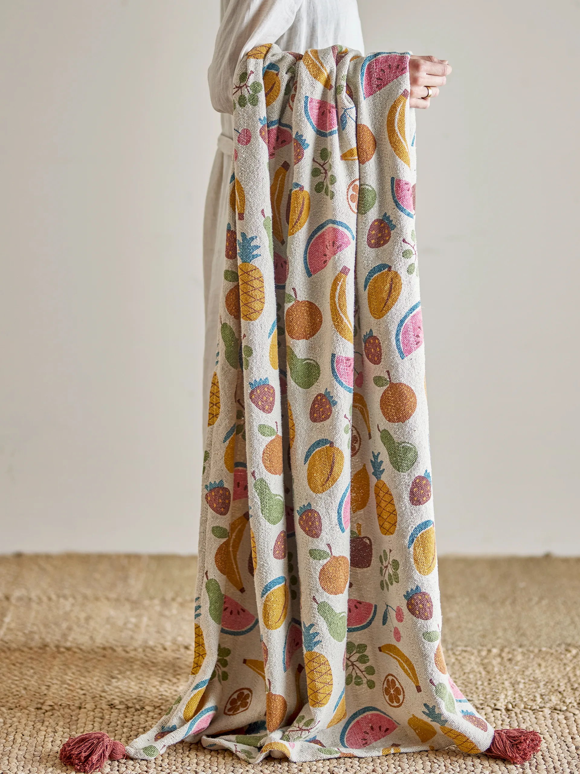 Fruitta bomullspledd 160x130 cm, Gul Bloomingville