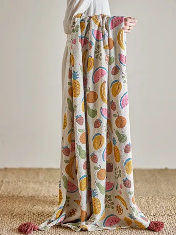 Fruitta bomullspledd 160x130 cm - Gul - Bloomingville