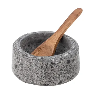 Ghizelle saltkar med skje Ø 7 cm - Sten-akasie - Bloomingville