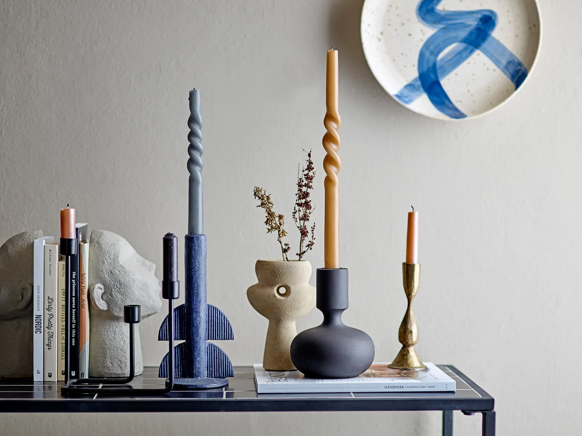 Hafi lysestake 21 cm, Sort Bloomingville