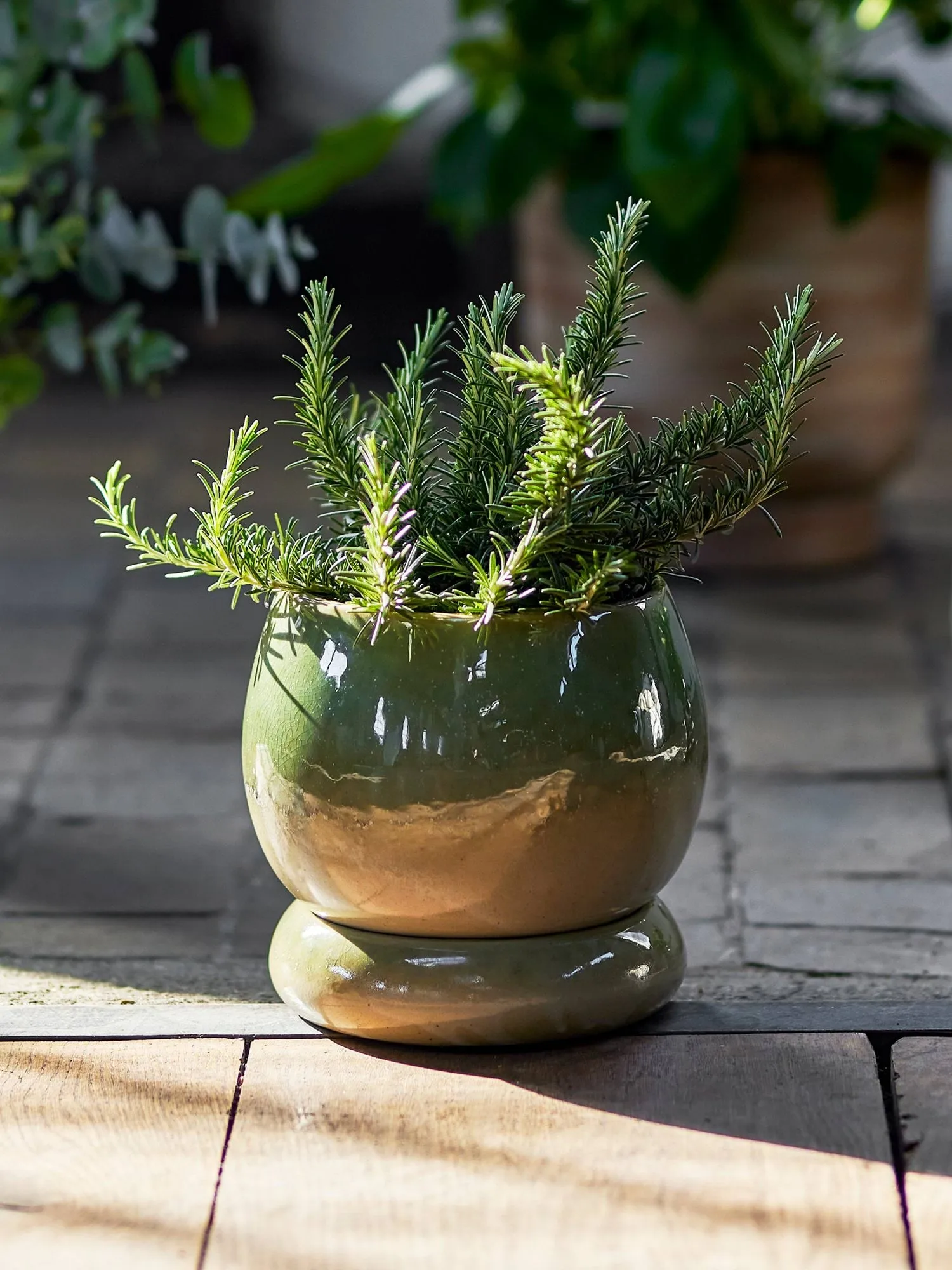 Imke potte med fat, Green, 18,5x17,5 cm Bloomingville