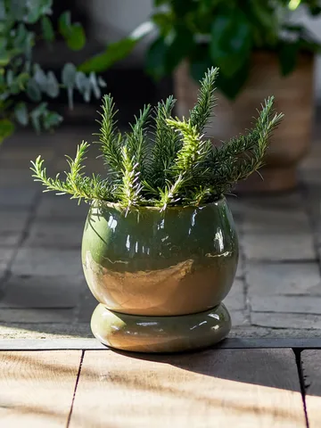 Imke potte med fat - Green, 18,5x17,5 cm - Bloomingville