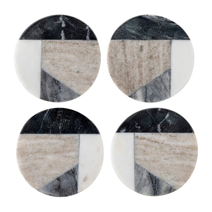 Izabella glassunderlag Ø 10 cm 4-pakning - Grå marmor - Bloomingville