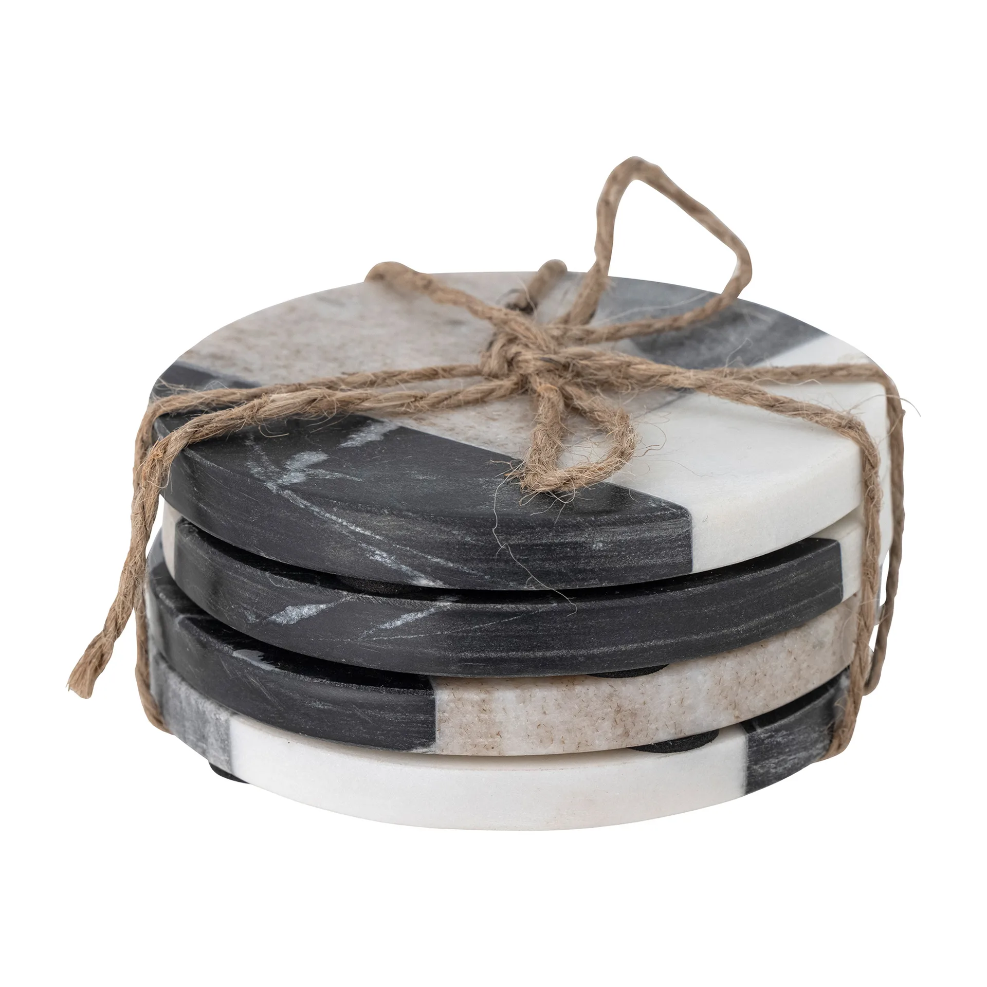 Izabella glassunderlag Ø 10 cm 4-pakning, Grå marmor Bloomingville