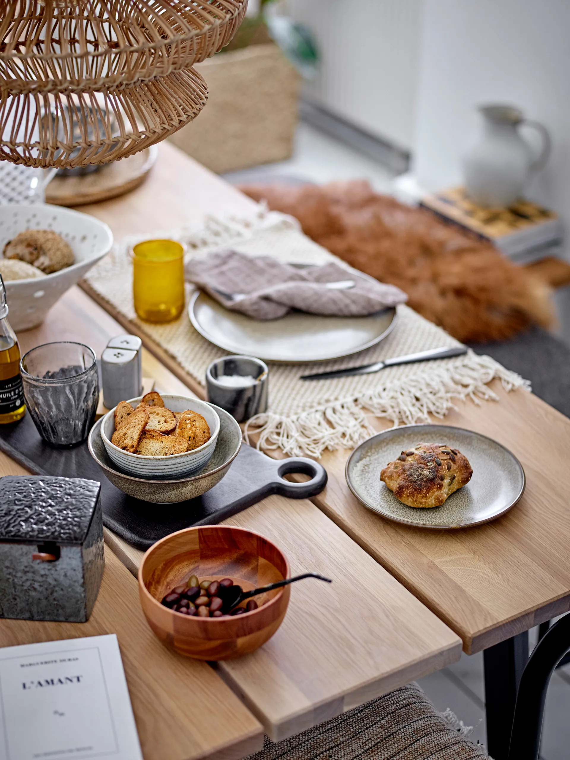 Josefine salt- og pepperkar med fat, Grå Bloomingville