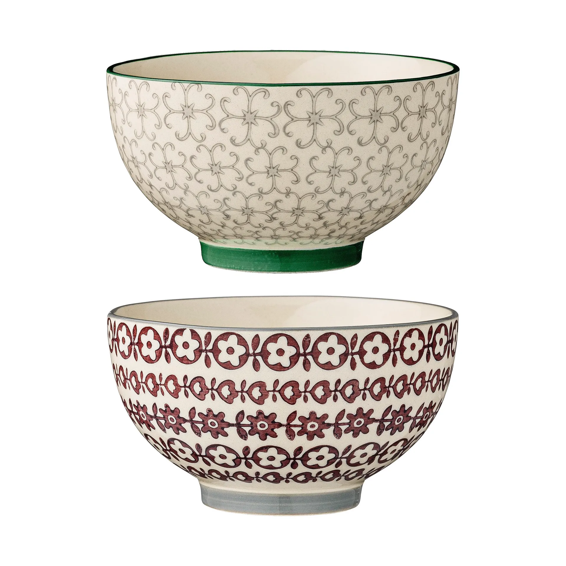 Karine bolle diameter 13,5 cm 2 deler grønn-rød,  Bloomingville