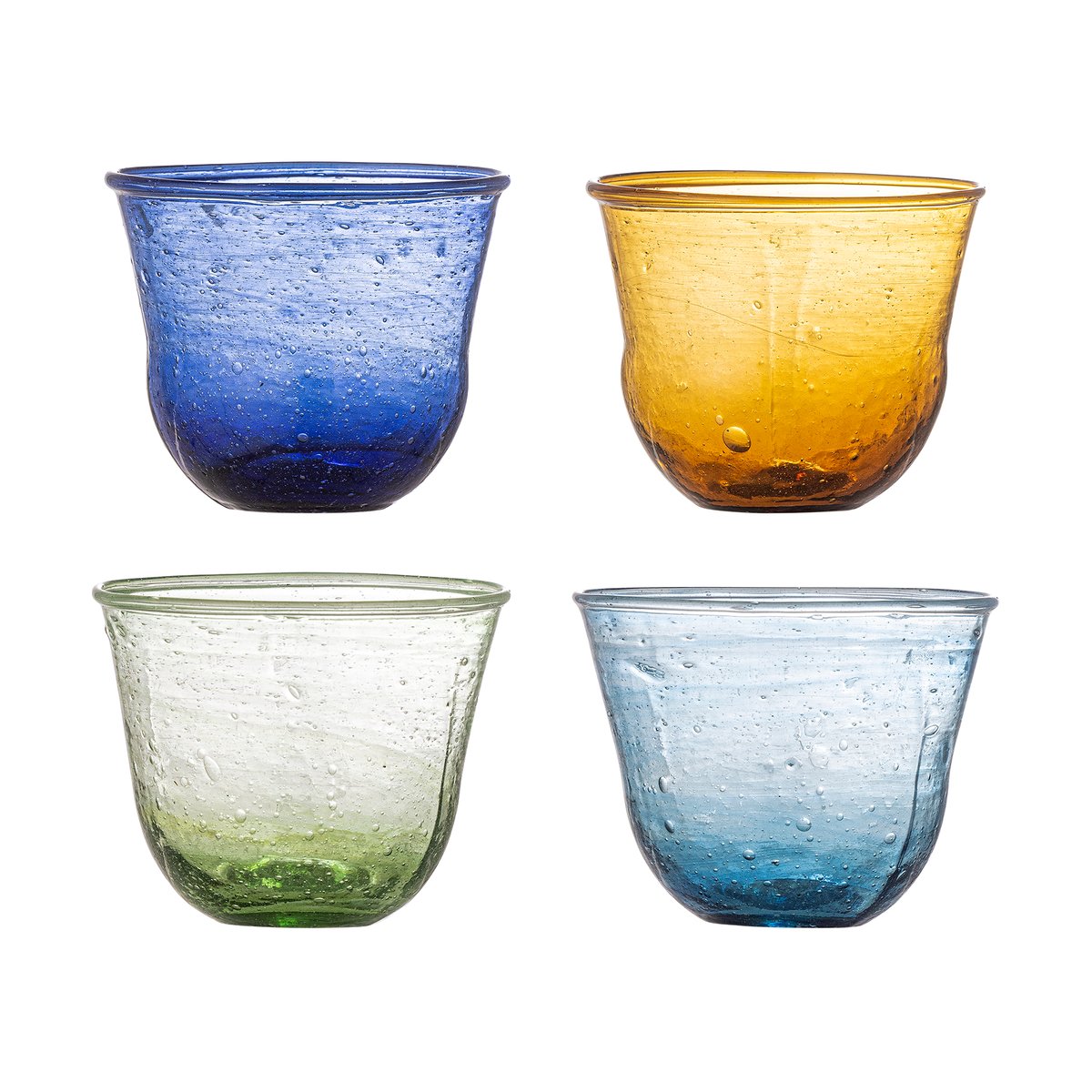 Bloomingville Karu drikkeglass 28 cl 4 deler Blå-gul-grnn-lyseblå