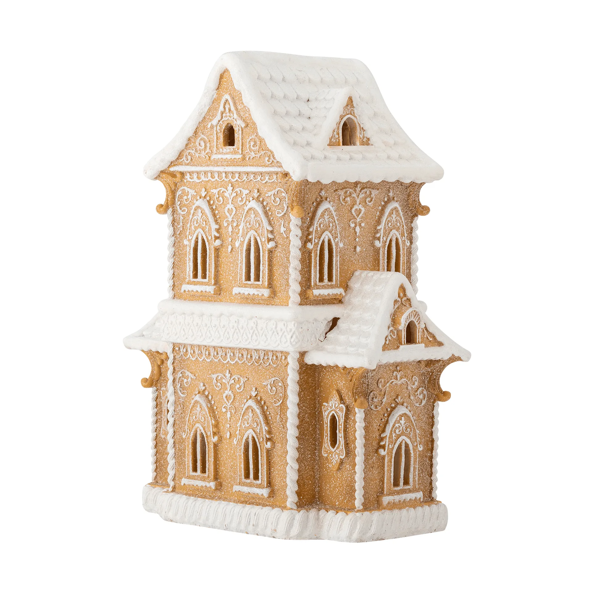 Kevin dekorasjonshus med lys, Brun, 37 cm Bloomingville