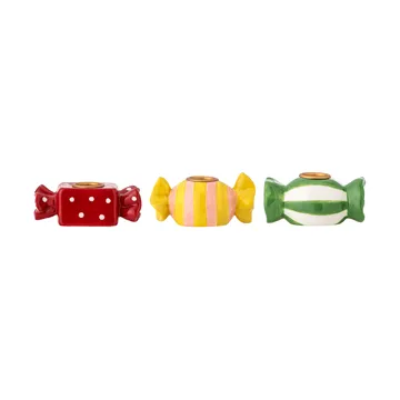 Leiano lysestake - Gul-rød-grønn, 3 deler, 10 cm - Bloomingville