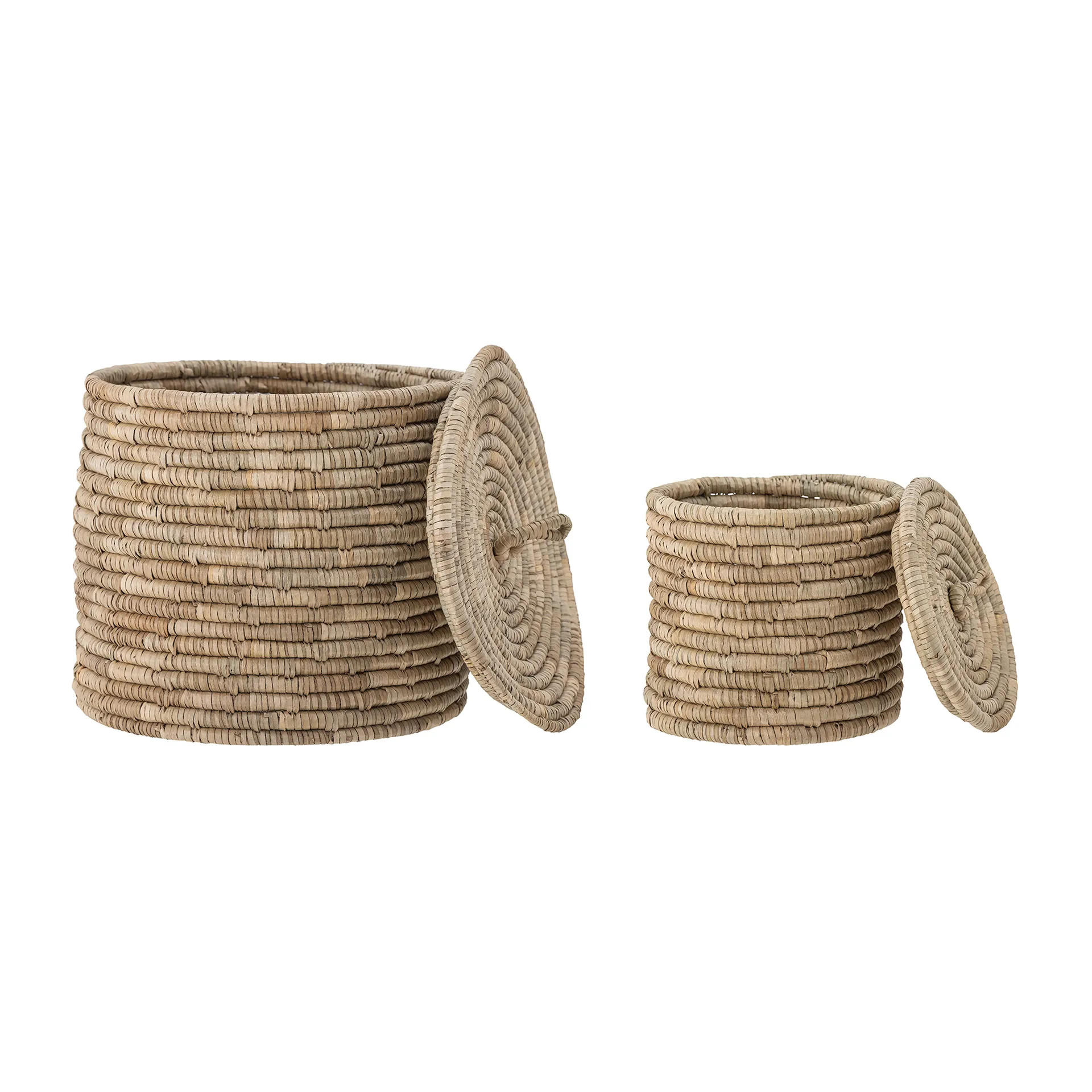 Lin oppbevaringskurv med lokk 2 deler, Natur Bloomingville