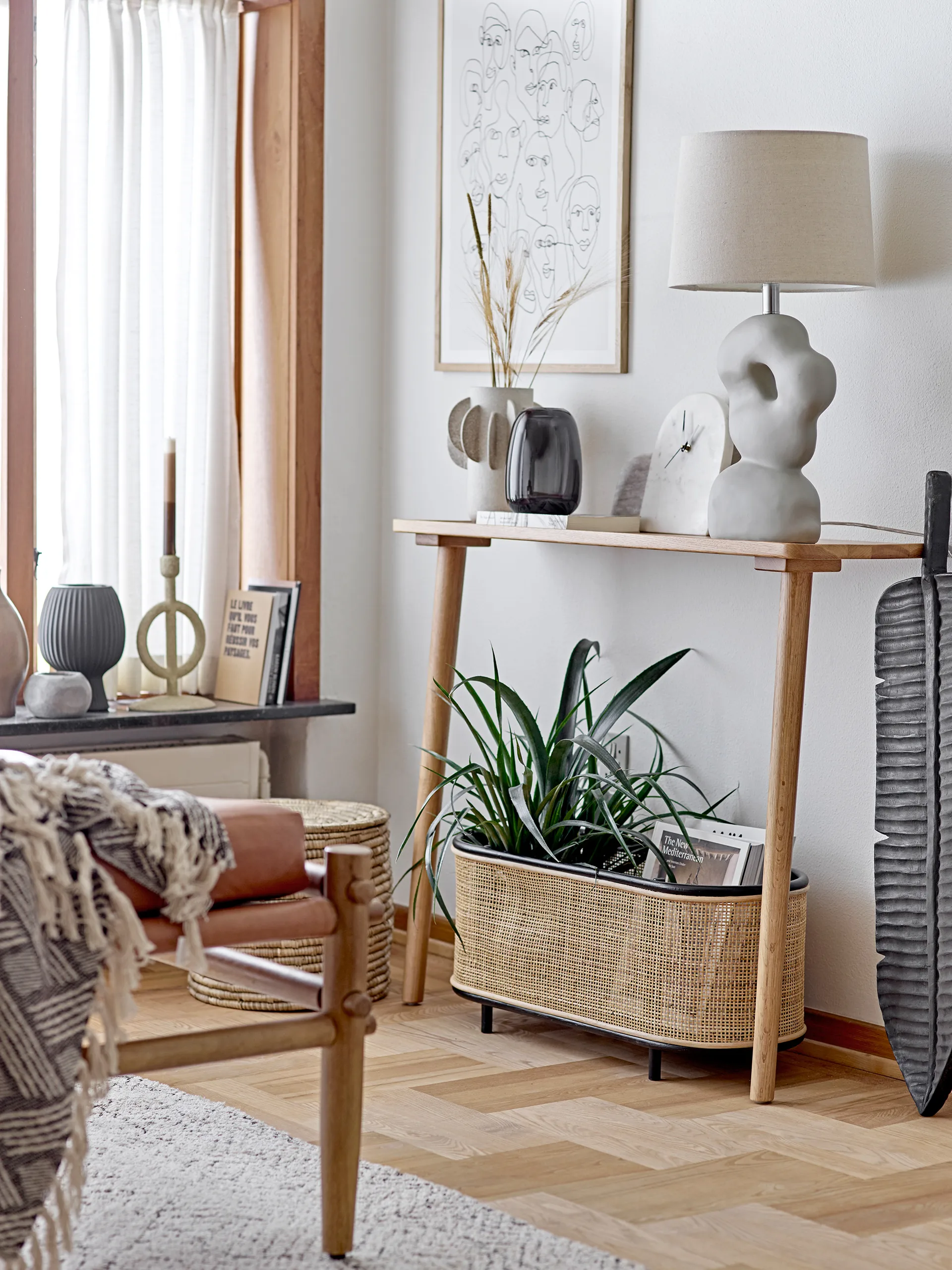 Lin oppbevaringskurv med lokk 2 deler, Natur Bloomingville